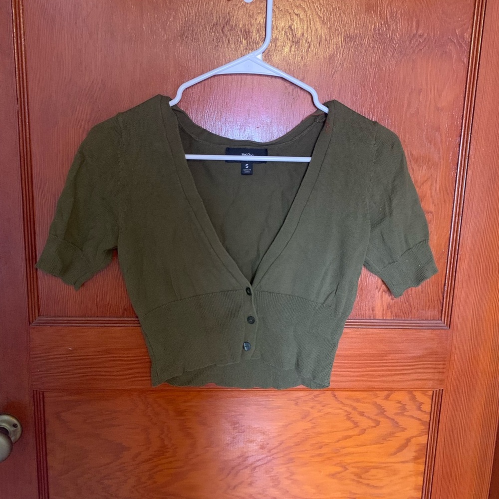 Green cropped cardigan